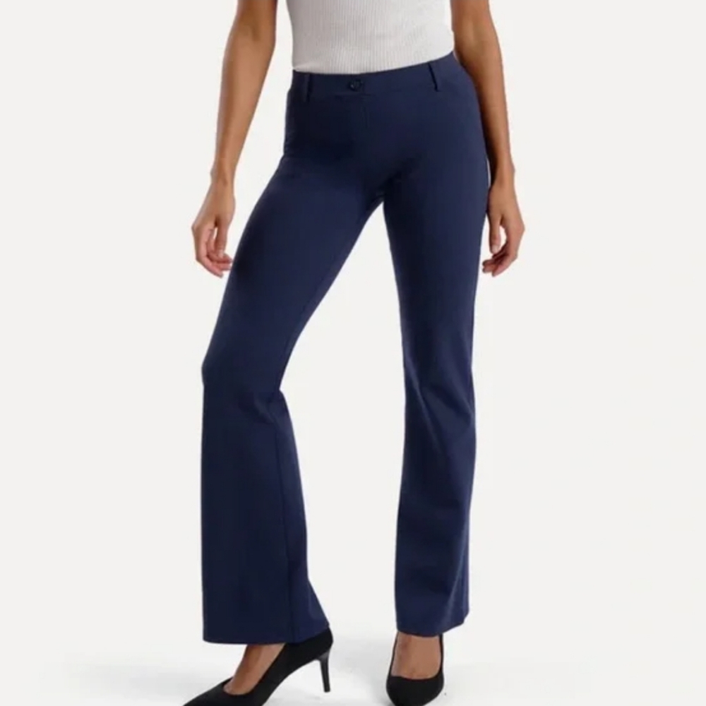 Betabrand Pants yoga bootcut trouser comfort stretch navy blue w0104